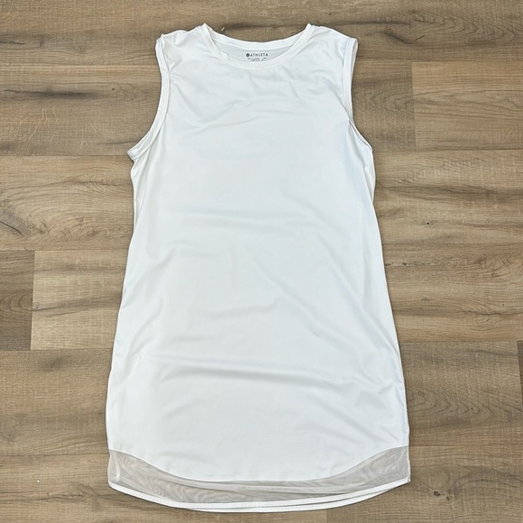 Athleta Dresses & Skirts - Athleta Dress Med White Sunlover UPF 50+ Athletic Shirtdress Mesh Hem Sleeveless